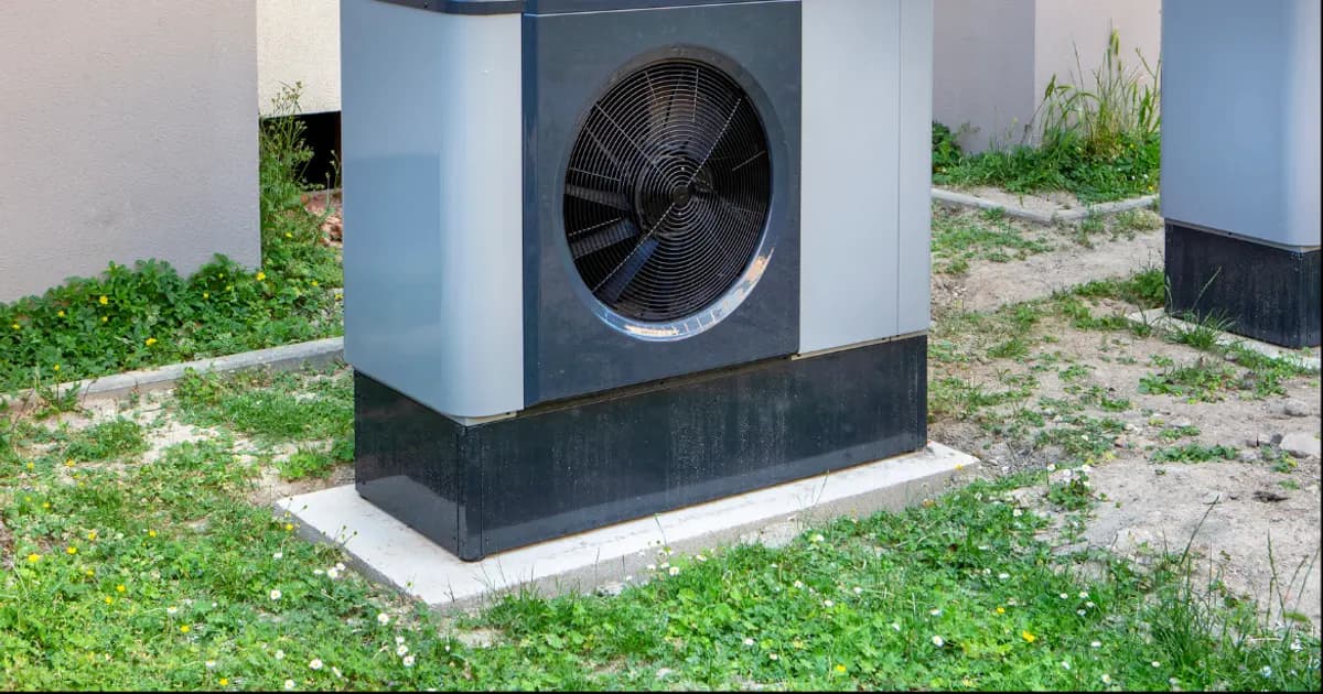 Wärmepumpe an einem Wohnhaus in Deutschland
