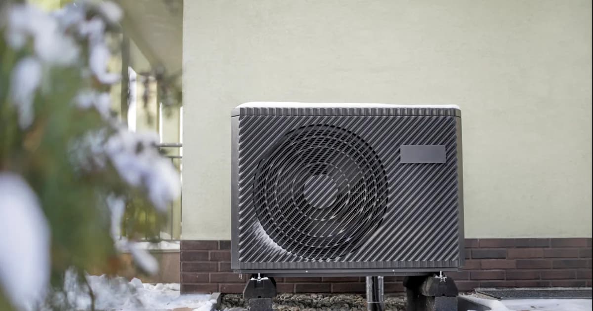 Wärmepumpe an einem Wohnhaus in Deutschland