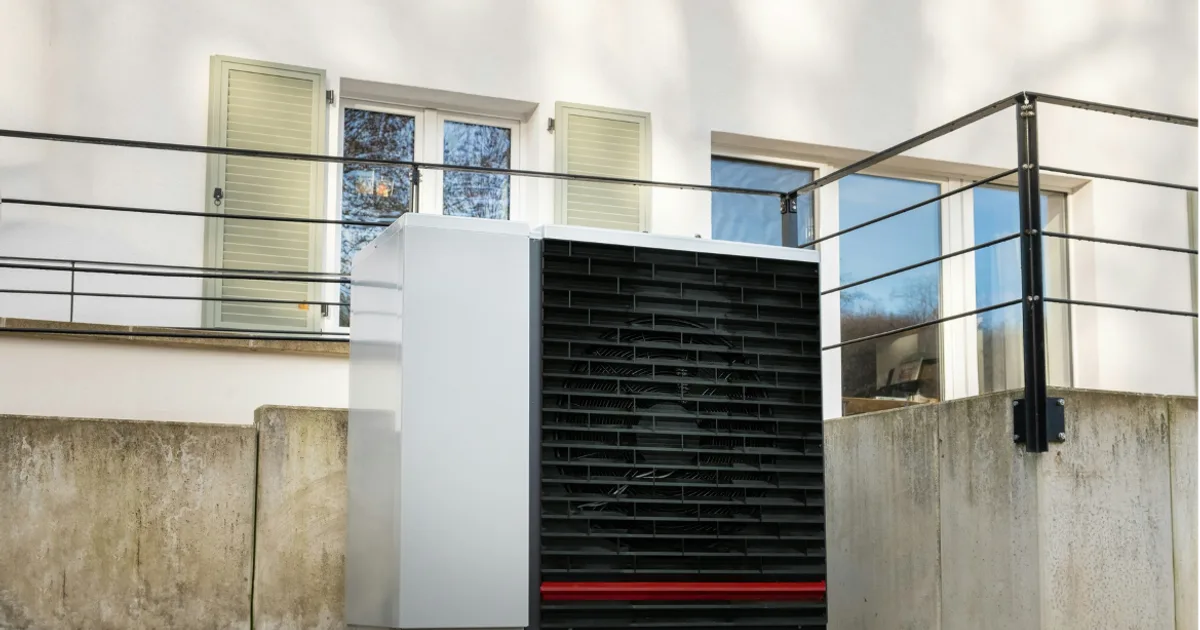 Wärmepumpe an einem Wohnhaus in Deutschland