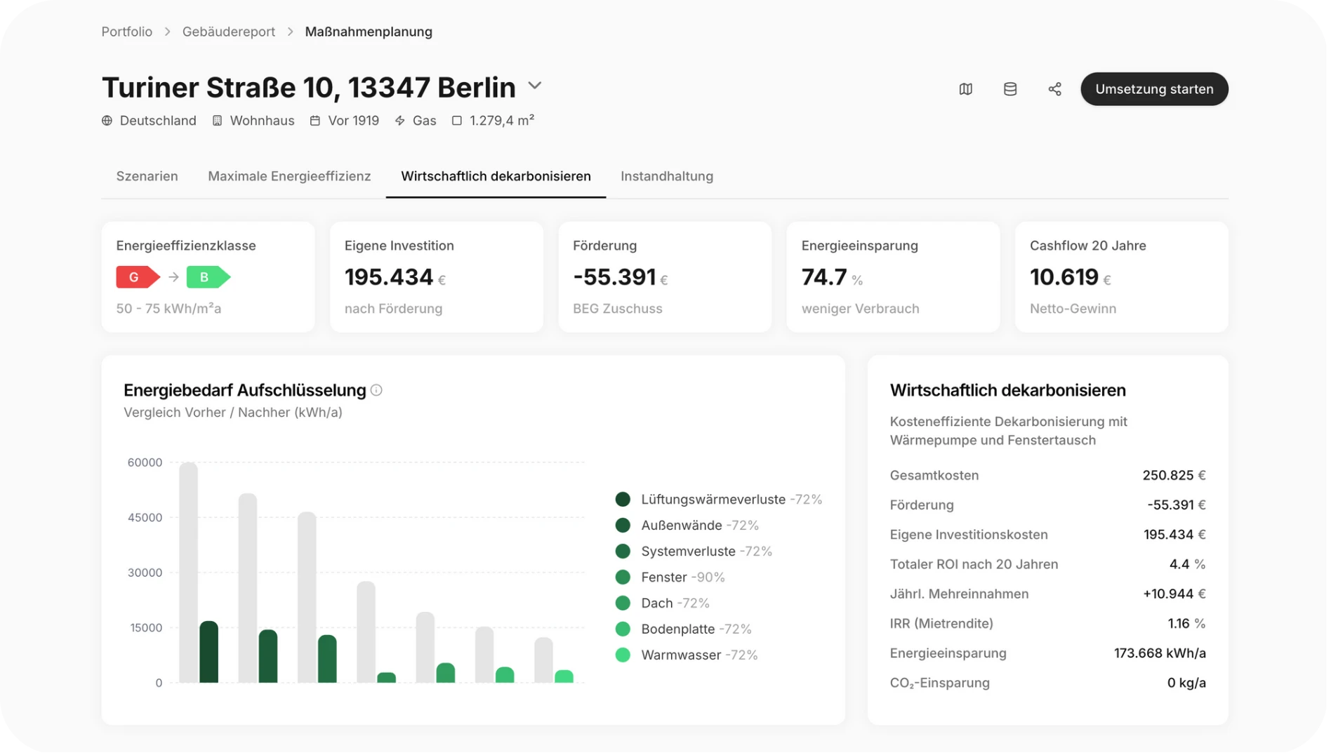 Sanierungsvarianten in Minuten vergleichen